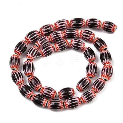 Handmade Millefiori Glass Oval Bead Strands LK-Z001-01B-10-1