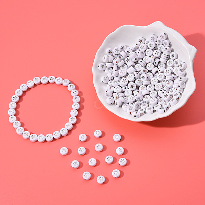 White Opaque Acrylic Beads PACR-YW0001-04B-1