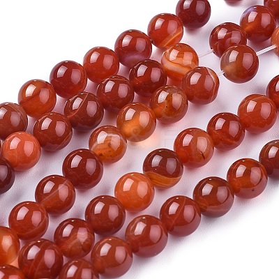 Natural Striped Agate/Banded Agate Beads Strands G-I261-C03-8mm-1