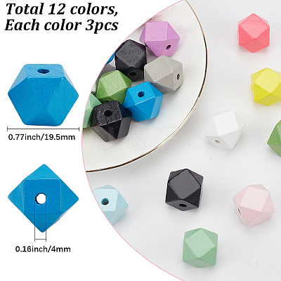36Pcs 12 Colors Wood Beads WOOD-SP0001-52A-1
