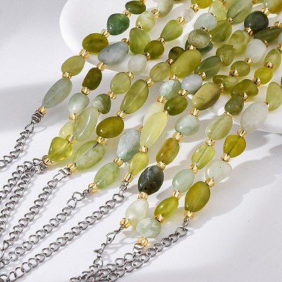 Natural Xiuyan Jade Beaded Bracelets for Women G-P563-07P-09-1