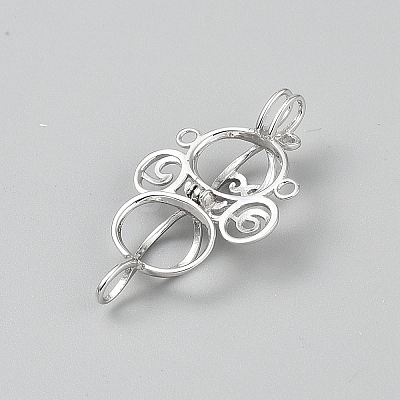 Sterling Silver Bead Cage Pendants STER-WH0008-87-1