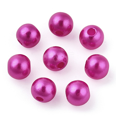 Spray Painted ABS Plastic Imitation Pearl Beads OACR-T015-05A-14-1