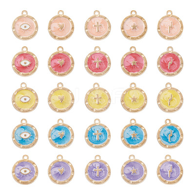 50Pcs 25 Style Zinc Alloy Enamel Pendants ENAM-BT0001-18-1