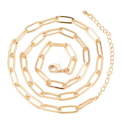 Brass Paperclip Chain Necklace Making KK-S356-575-NF-1