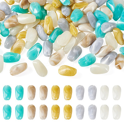 100Pcs 5 Colors Opaque Acrylic Beads OACR-TA0004-98-1