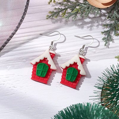 Christmas Resin Dangle Earrings EJEW-JE06088-1