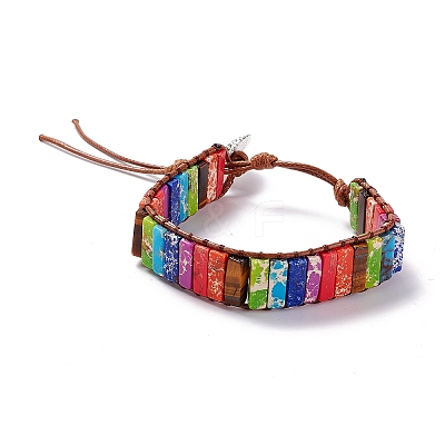 Synthetic Regalite/Imperial Jasper/Sea Sediment Rectangle Beaded Bracelet BJEW-SZ0002-33-1
