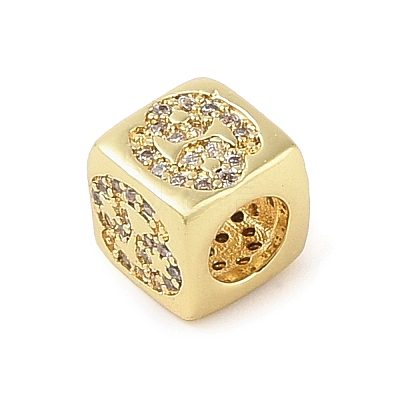 Brass Micro Pave Clear Cubic Zirconia European Beads LS-KK-K368-01G-04-1