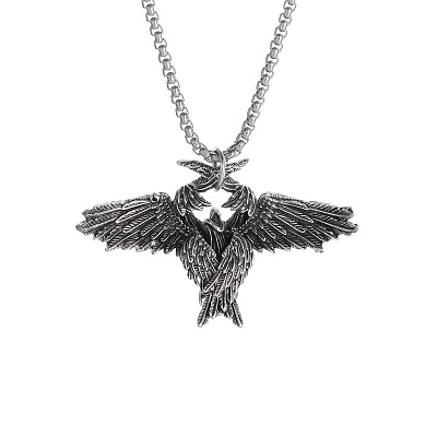 Vintage Alloy Wing Pendant Necklaces for Unisex WG46438-01-1