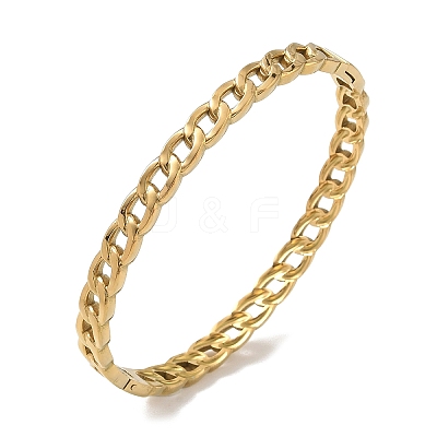 304 Stainless Steel Twisted Chain Hinged Cuff Bangles SA-CBAB92B-11G-1