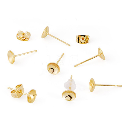 50Pcs Brass Earring Settings KK-TA0008-38B-1