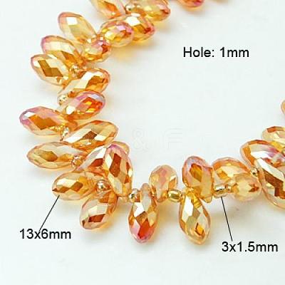 Electroplate Glass Faceted Teardrop Beads Strands X-EGLA-D014-29-1