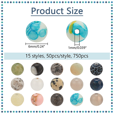 750Pcs 15 Styles Mixed Gemstone Baeds G-NB0005-42A-1