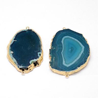 Electroplated Natural & Dyed Agate Links connectors G-N0168-022-1