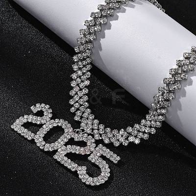 Brass Full Crystal Rhinestone 2025 Pendant Necklaces for Women LS-NJEW-Q005-01P-1