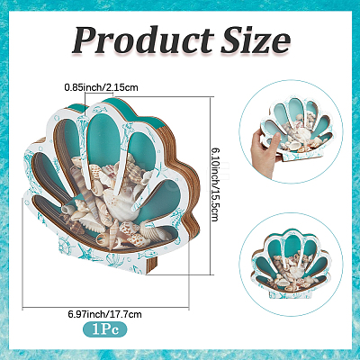 Shell Shape Wooden Jewelry Display Cases with Visible Window ODIS-SP0001-14A-1