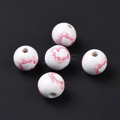 Easter Theme Printed Wood European Beads WOOD-C002-10C-1