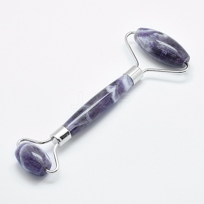 Natural Amethyst Brass Face Massager MRMJ-G008-08P-1