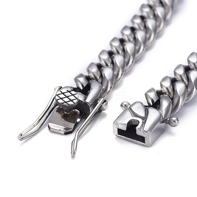 Tarnish Resistant Men's 304 Stainless Steel Cuban Link Chain Bracelets BJEW-P263-B01-P-1