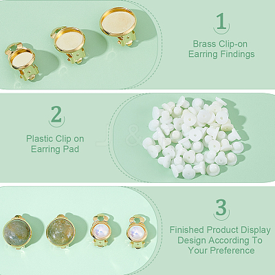 30Pcs 3 Styles Brass Clip-on Earring Findings KK-PH0011-09-1