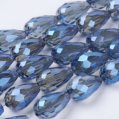 Electroplate Glass Beads Strands X-EGLA-D015-15x10mm-32-1