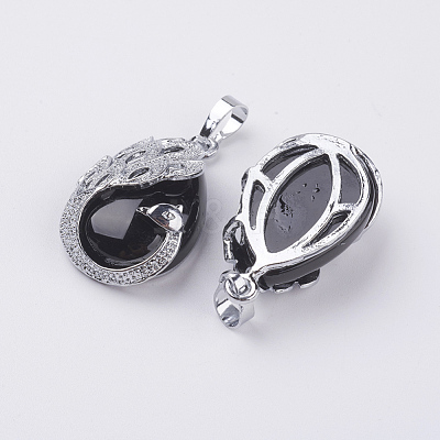 Natural Dyed & Heated Black Agate Pendants X-G-E442-04E-1