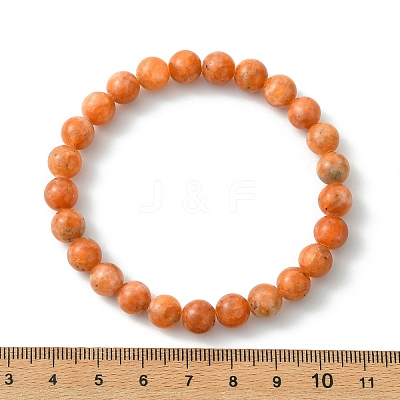 Natural Orange Calcite Beads   Stretch Bracelets for Women Men BJEW-JB13732-1