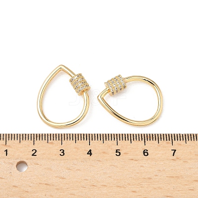 Brass Micro Pave Clear Cubic Zirconia Screw Carabiner Lock Charms KK-Z118-06G-04-1