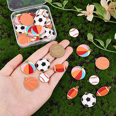 40Pcs 5 Styles Alloy Enamel Pendants ENAM-PH0002-86-1