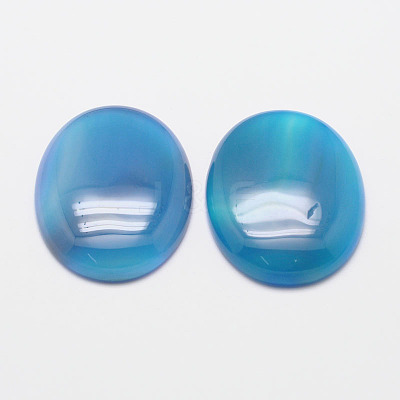 Dyed Oval Natural Blue Agate Cabochons G-K020-25x18mm-08-1