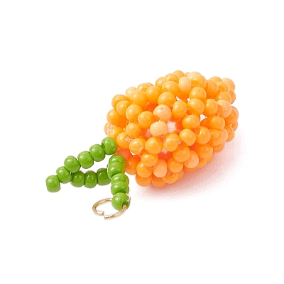 Glass Seed Beaded Mango Pendants PALLOY-MZ00893-01-1