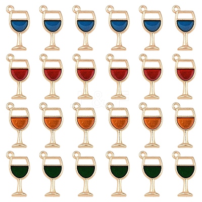 20Pcs 4 Colors Alloy Enamel Pendants ENAM-YW0006-70-1