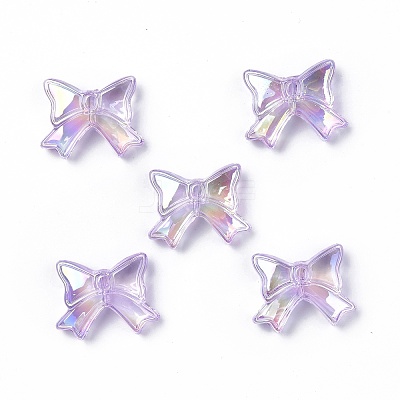 UV Plating Rainbow Iridescent Acrylic Beads OACR-H015-03-1