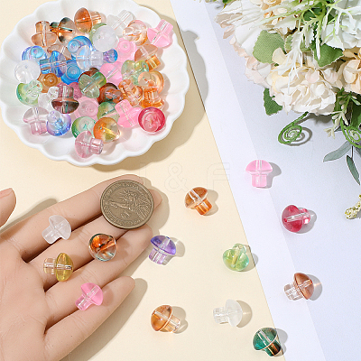 64Pcs 8 Colors Transparent Glass Beads GLAA-PA0001-24-1