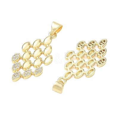 Brass Micro Pave Clear Cubic Zirconia Pendants CU-CBA83A6-02G-1
