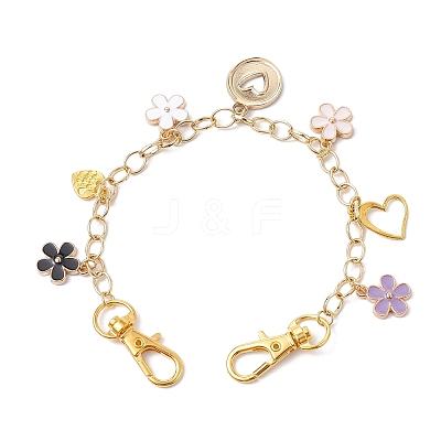 Flower Heart Alloy & 316L Surgical Stainless Steel Pendant Bag Chains AJEW-BA00129-1
