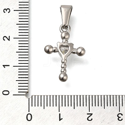 304 Stainless Steel Pendants with Cubic Zirconia STAS-Z113-04P-1