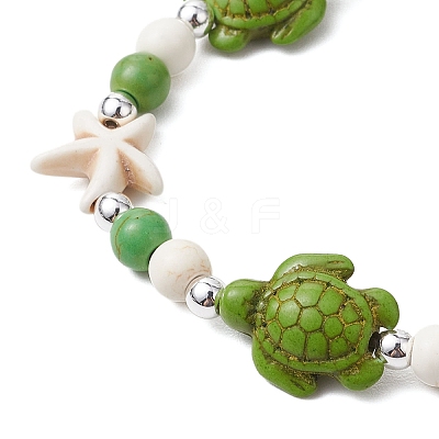 Synthetic Turquoise Beaded Stretch Bracelets for Woemn Men BJEW-JB11094-1