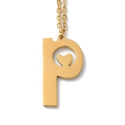 304 Stainless Steel Pendant Necklaces NJEW-H036-02G-P-1