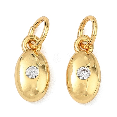 Brass Micro Pave Clear Cubic Zirconia Charms KK-F941-22G-1