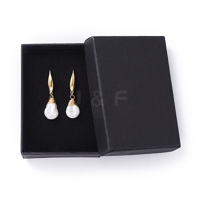 Natural Baroque Pearl Keshi Pearl Dangle Earrings X-EJEW-JE03527-1