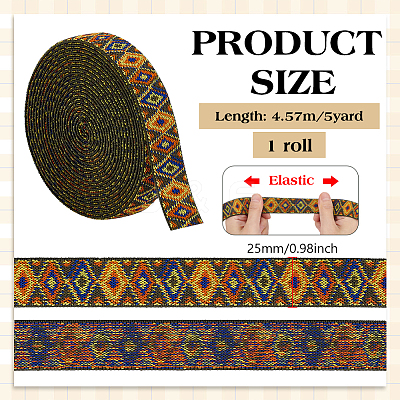 Rhombus Pattern Ethnic Style Polyester Ribbons OCOR-BC0009-21B-1