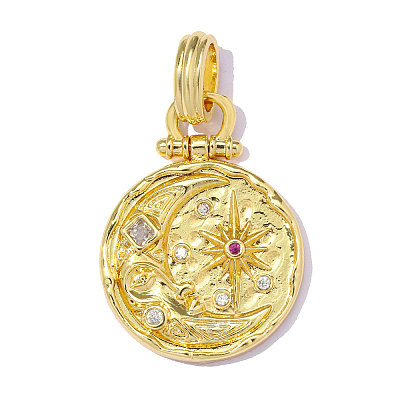 Brass Micro Pave Fuchsia Cubic Zirconia Pendants CU-OY002-03G-1