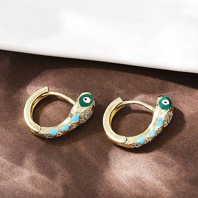 Brass Micro Pave Cubic Zirconia Hoop Earrings EJEW-B146-02G-10-1
