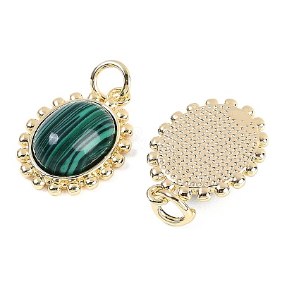 Synthetic Malachite Oval Pendants KK-U043-46G-C-1