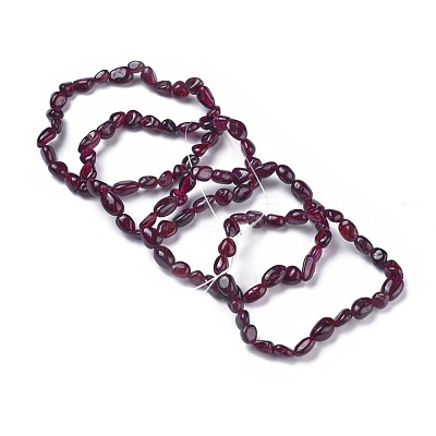 Natural Garnet Bead Stretch Bracelets BJEW-K213-45-1