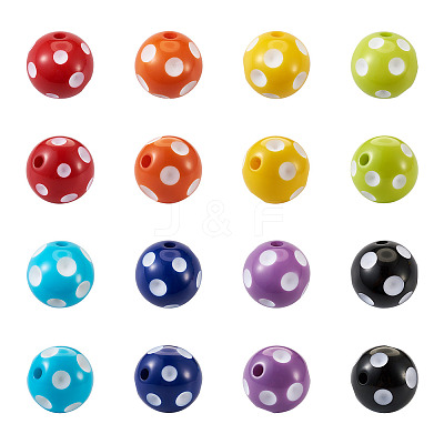 80Pcs 8 Colors Opaque Resin Beads RESI-CW0001-06B-1