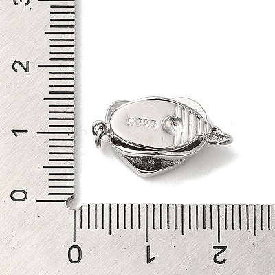 Rhodium Plated 925 Sterling Silver Micro Pave Clear Cubic Zirconia Box Clasps STER-M114-09P-1