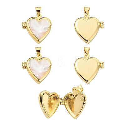 5Pcs Natural Shell Locket Pendants KK-SZ0006-51-1